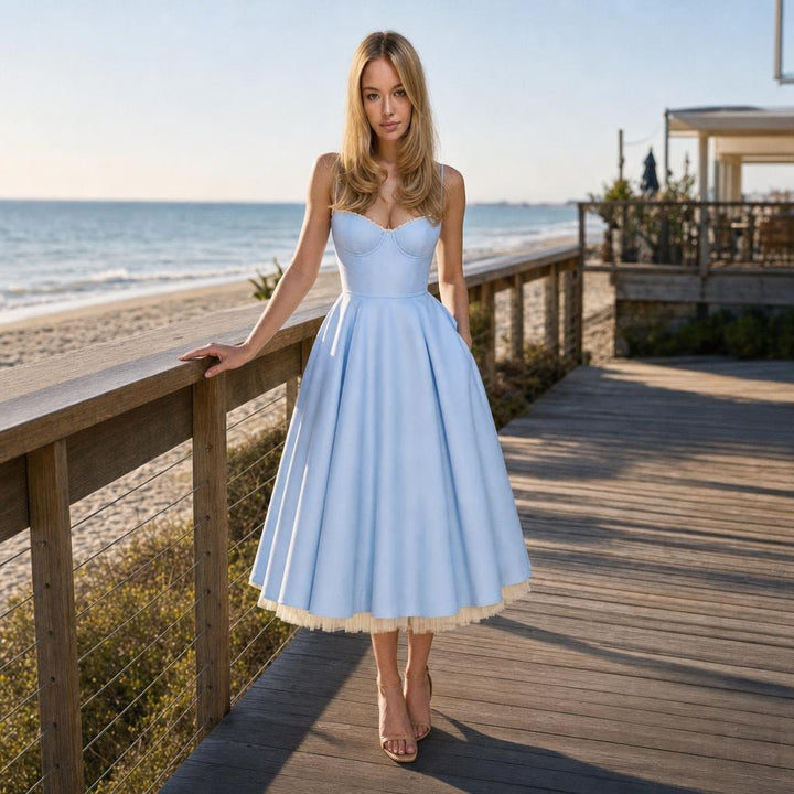 Women's Tulle Midi Dress in Celestial, front view