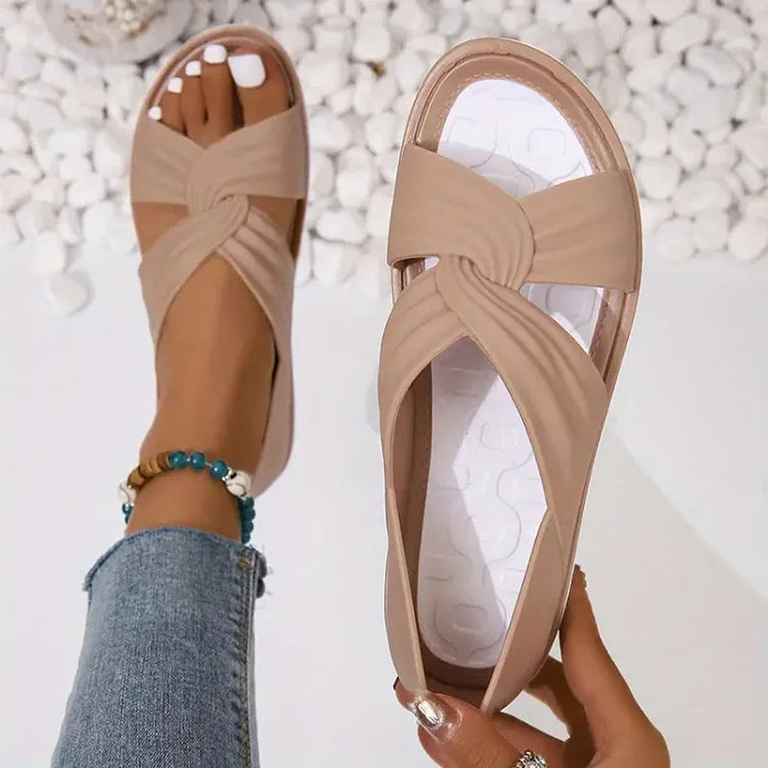 Alana Bold Cross Strap Slip On Sandals 4
