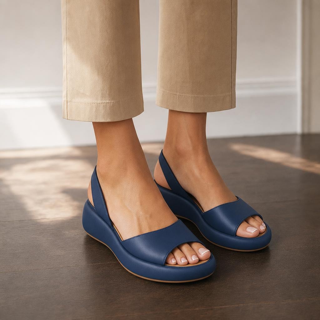 Women's Minimalist Open Toe Sandals in Blue, front view