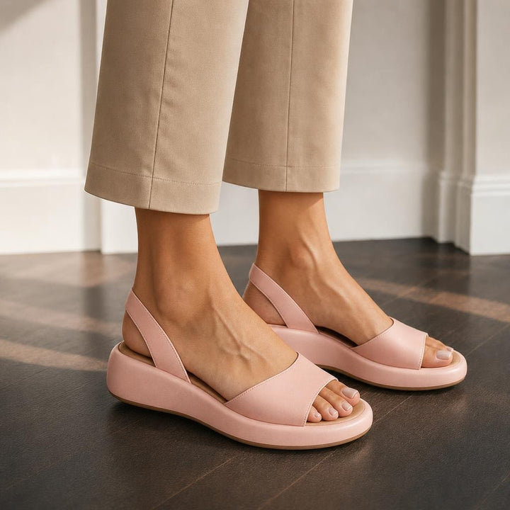 Women's Minimalist Open Toe Sandals in Pink, front view