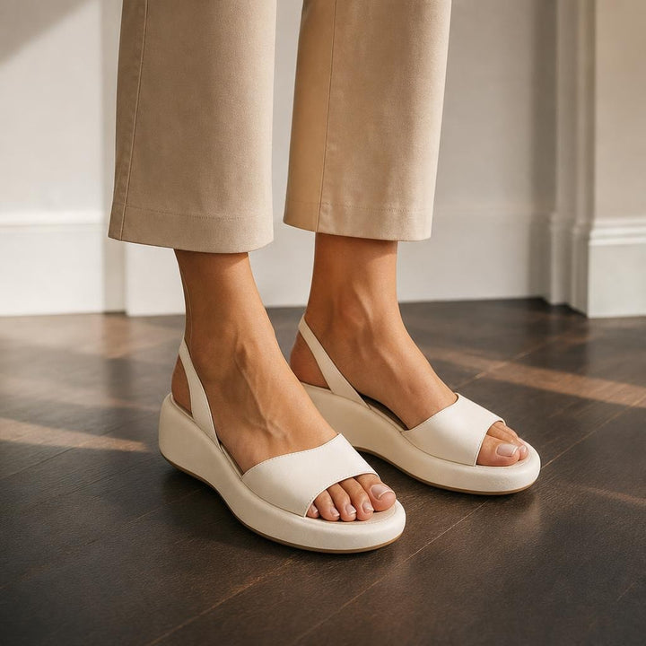 Women's Minimalist Open Toe Sandals in White, front view