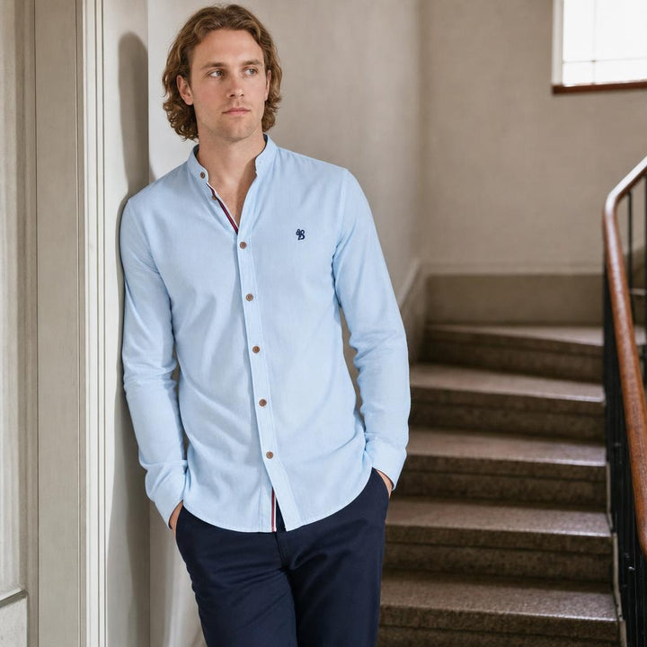 Men's Button Up Smart Casual Shirt in Light blue, front view