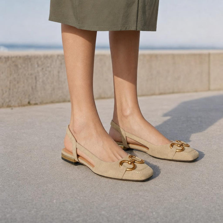 Women's Adjustable Buckle Strap Sandals in Khaki, front view