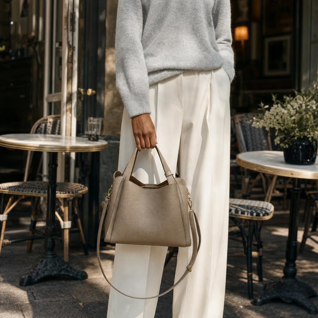 Women's Pebbled Crossbody Tote Bag in Brown, front view