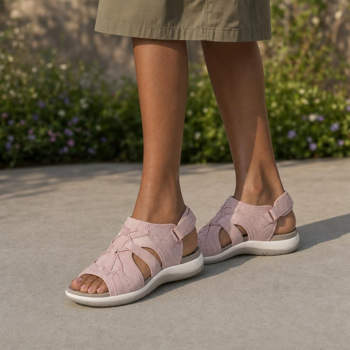 Women's Adventure Woven Sandals in Pink, front view