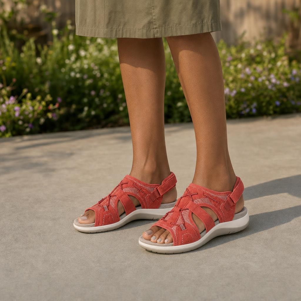 Women's Adventure Woven Sandals in Red, front view