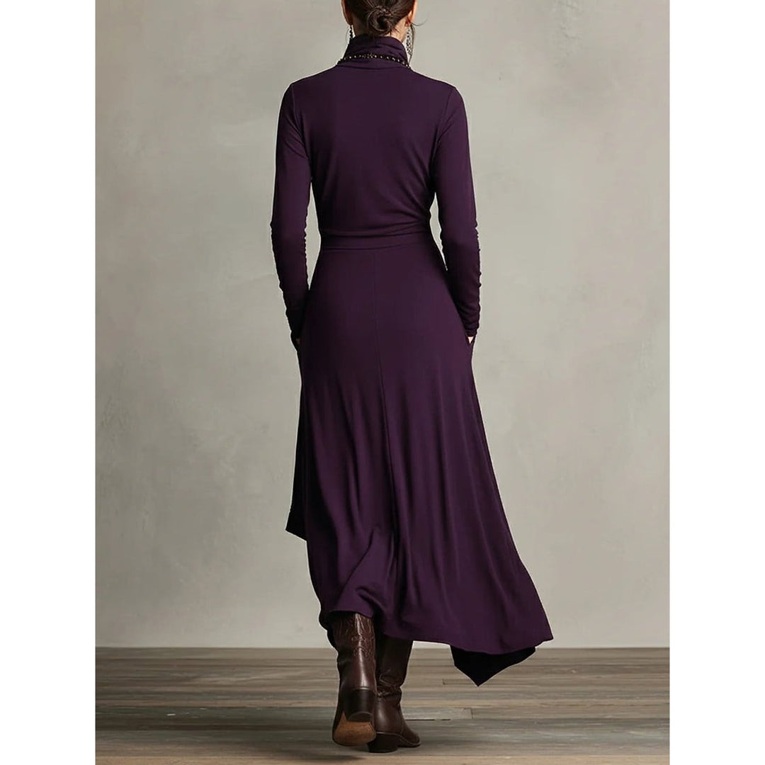 Celeste Bold Turtleneck Long Sleeve Maxi Dress 1