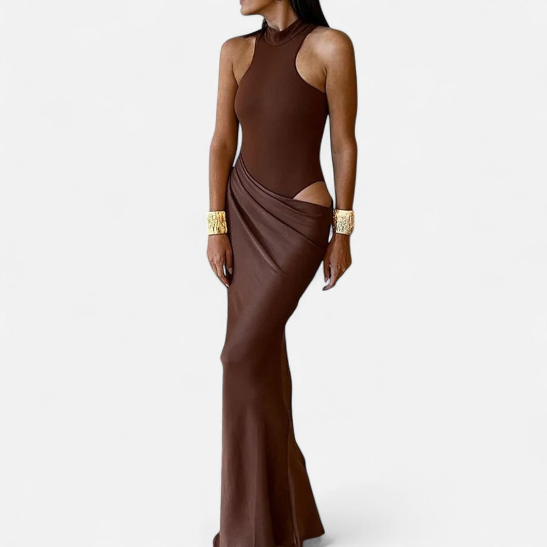 Clementine Bold Cut Out Halter Neck Maxi Dress 1