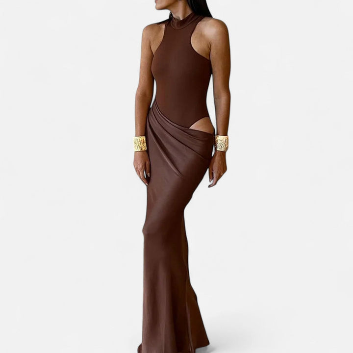 Clementine Bold Cut Out Halter Neck Maxi Dress 1