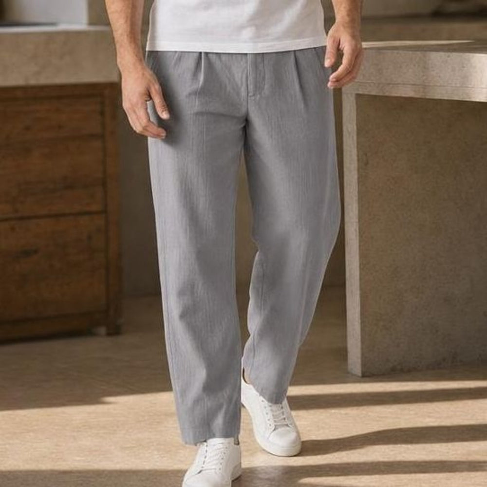 Men's Summer Wide Leg Pants in Grey, front view