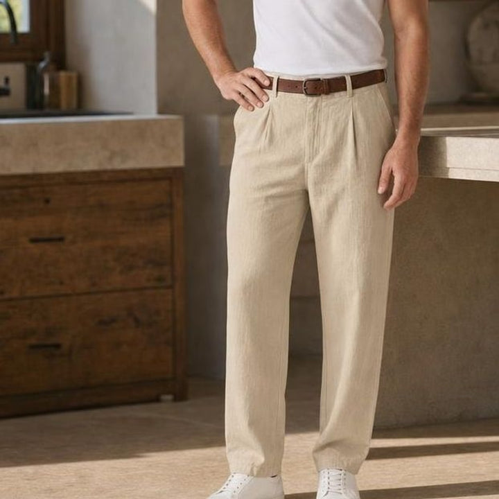 Men's Summer Wide Leg Pants in Khaki, front view