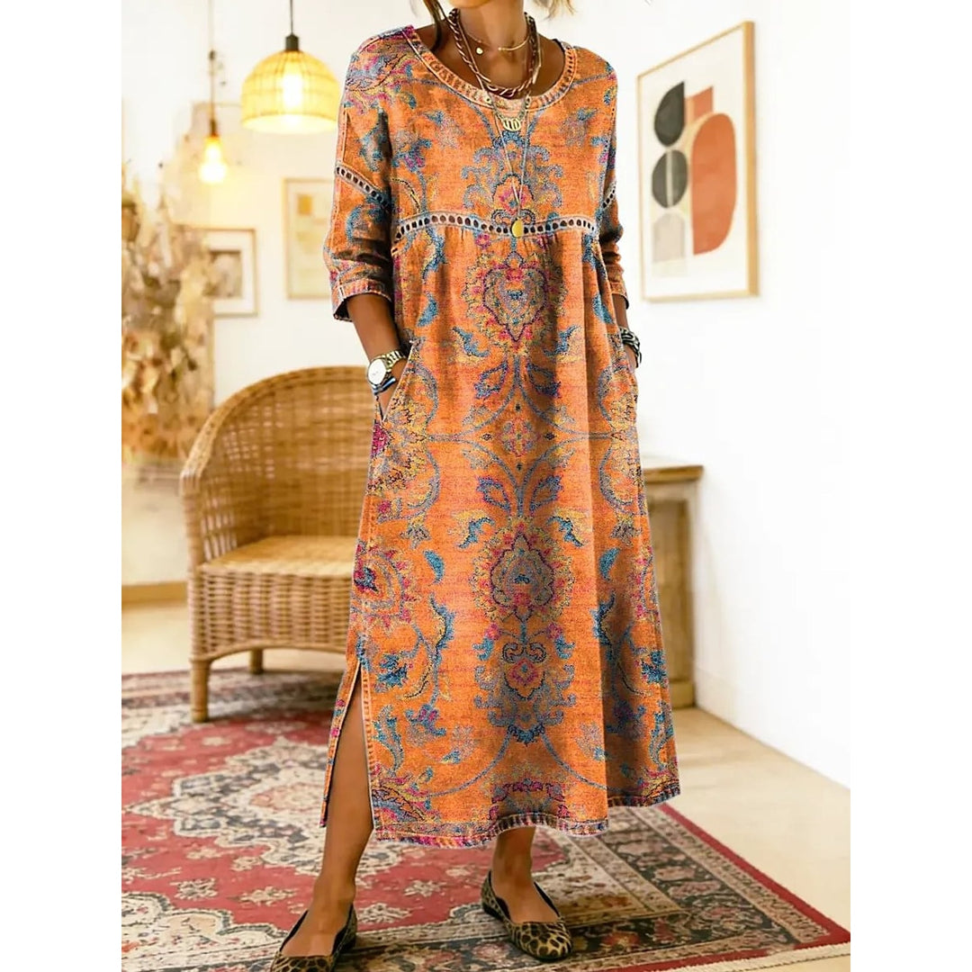 Ella Effortless Paisley Floral Printed Midi Dress 1