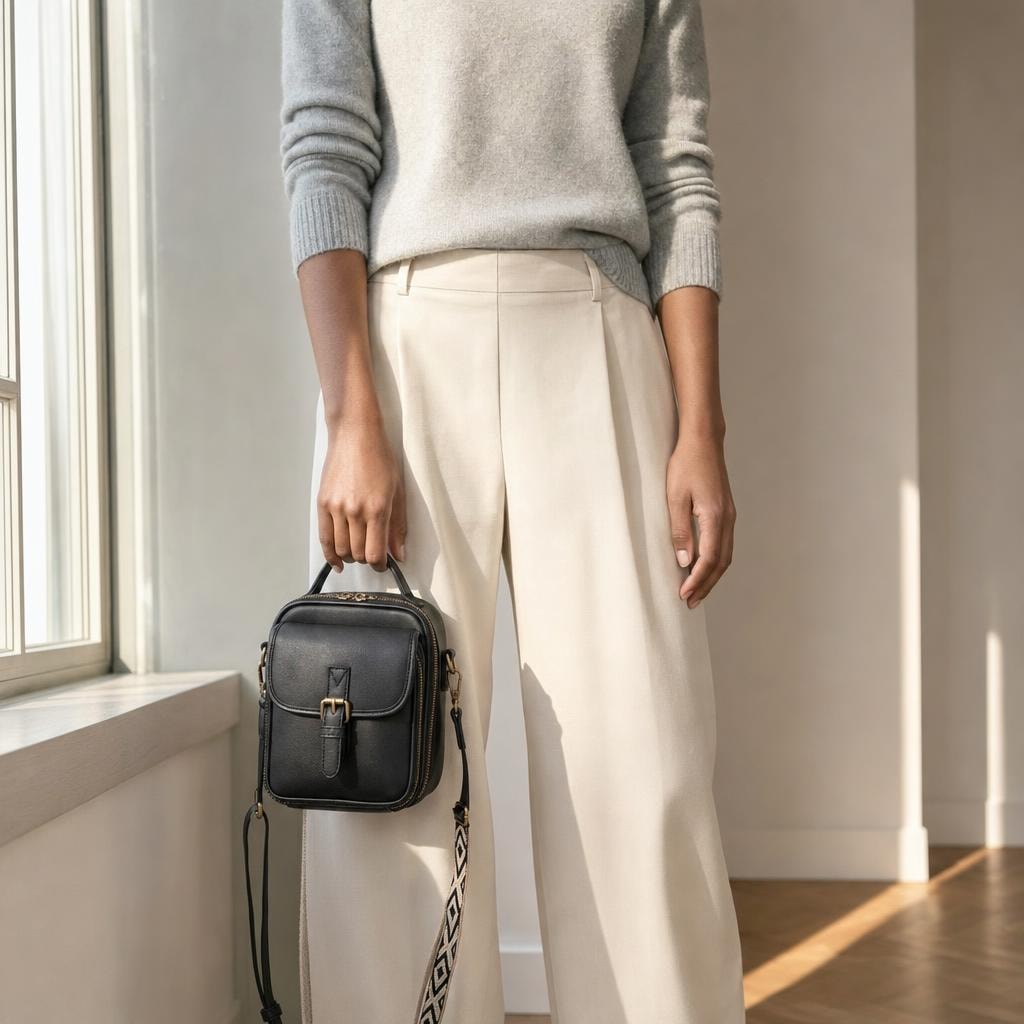 Women's Card Slot Crossbody Bag in Classic Black, front view