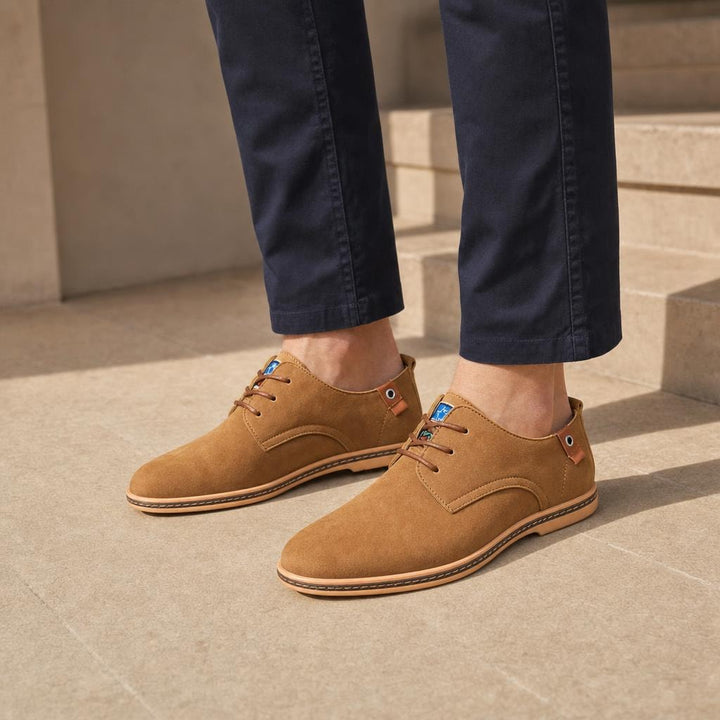 Men's Comfortable Lace Up Shoes in Camel, front view