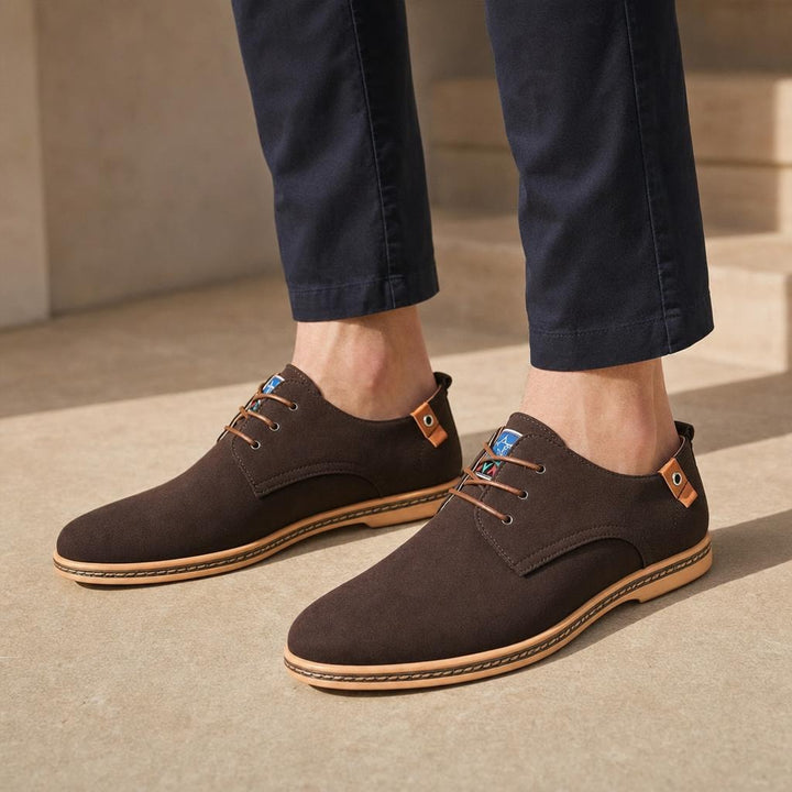 Men's Comfortable Lace Up Shoes in Dark Brown, front view