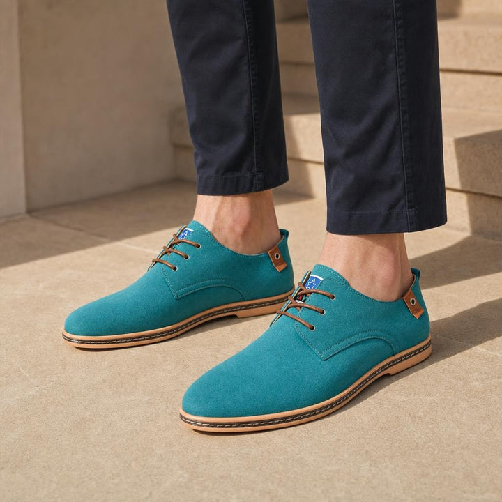 Men's Comfortable Lace Up Shoes in Green, front view