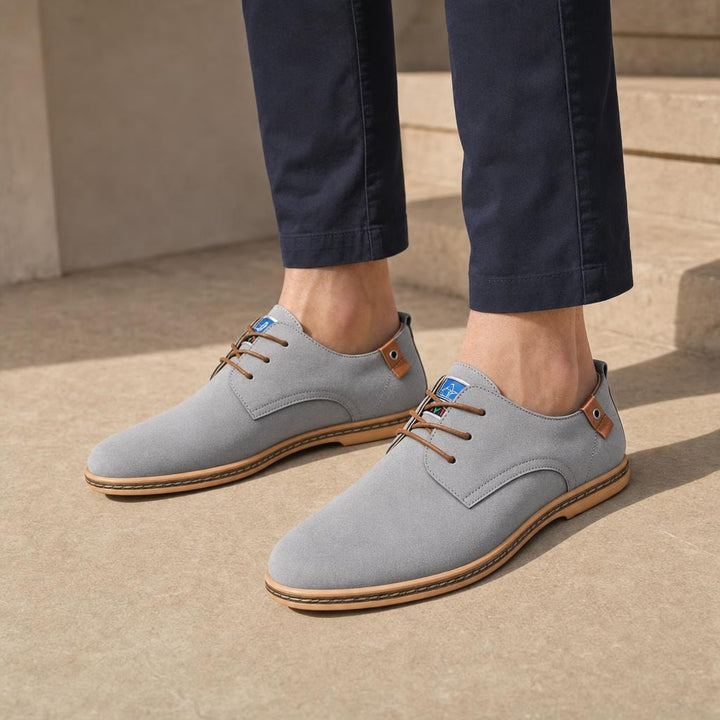Men's Comfortable Lace Up Shoes in Grey, front view