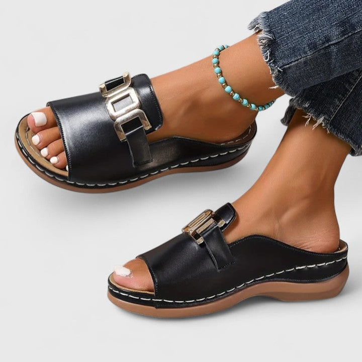 Erin Classic Buckle Wide Strap Sandals 1
