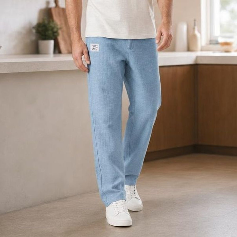 Men's Elastic Waist Pants in Blue, front view