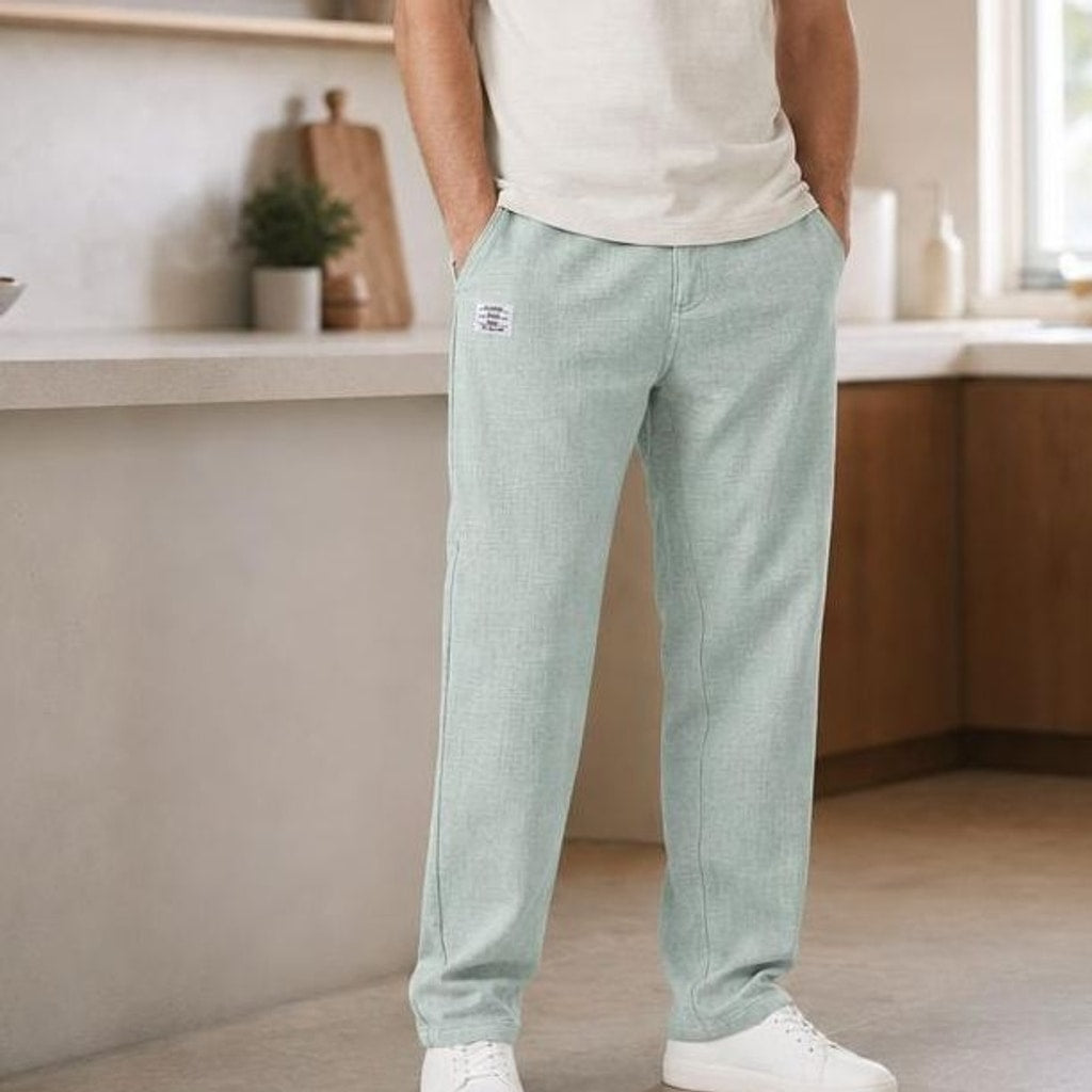 Men's Elastic Waist Pants in Green, front view