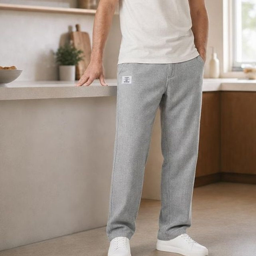 Men's Elastic Waist Pants in Grey, front view