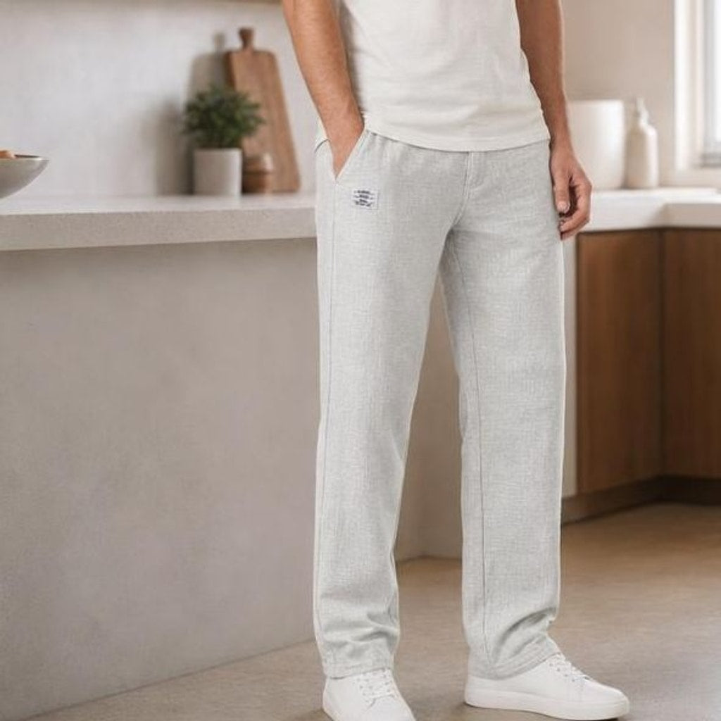 Men's Elastic Waist Pants in White, front view