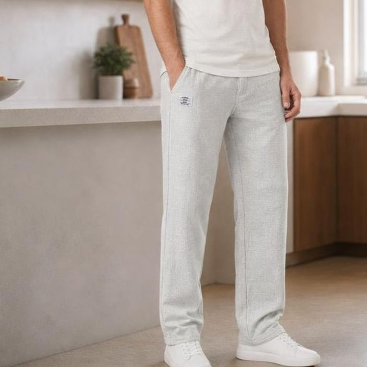 Men's Elastic Waist Pants in White, front view
