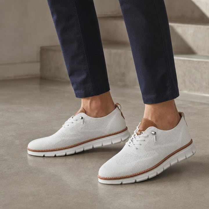 Men's Breathable Faux Leather Shoes in White, front view