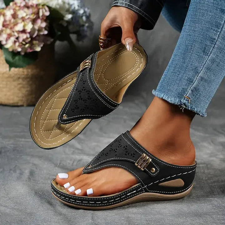 Hannah Classic T Strap Slip On Sandals 1
