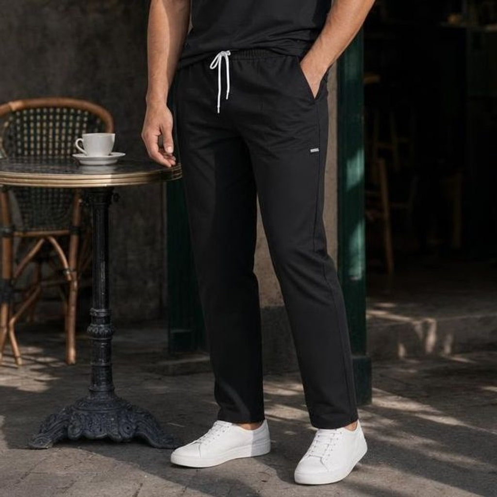 Men's Lightweight Straight Leg Pants in Black, front view