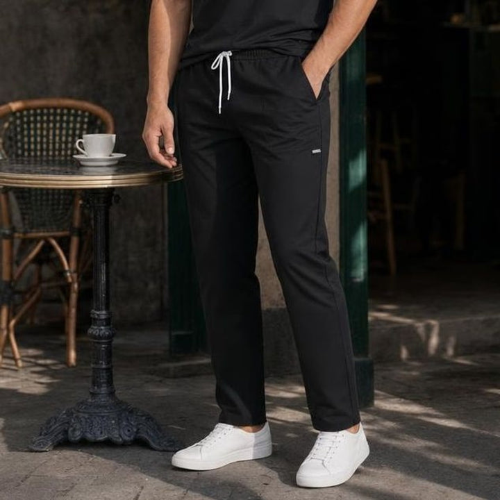 Men's Lightweight Straight Leg Pants in Black, front view