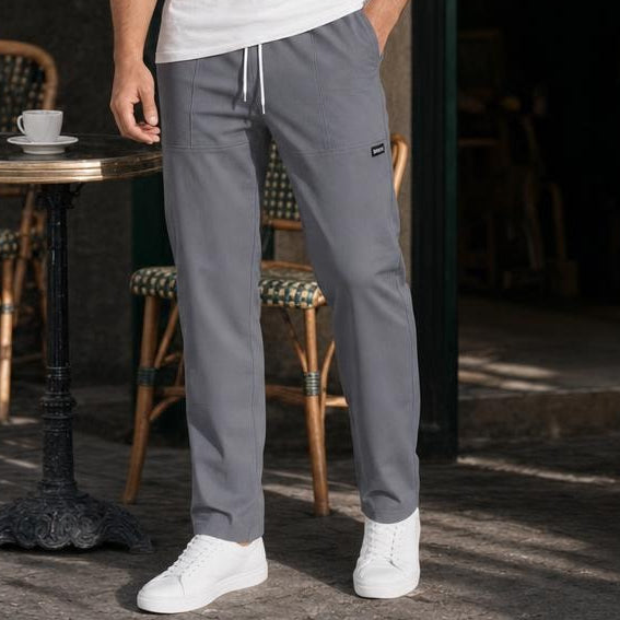 Men's Lightweight Straight Leg Pants in Dark Grey, front view