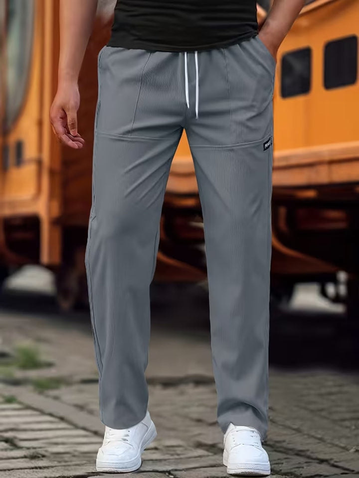 Men's Lightweight Straight Leg Pants in Dark Grey