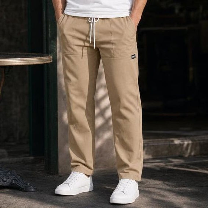 Men's Lightweight Straight Leg Pants in Khaki, front view