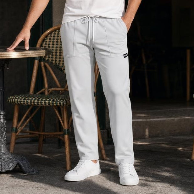 Men's Lightweight Straight Leg Pants in Light Grey, front view