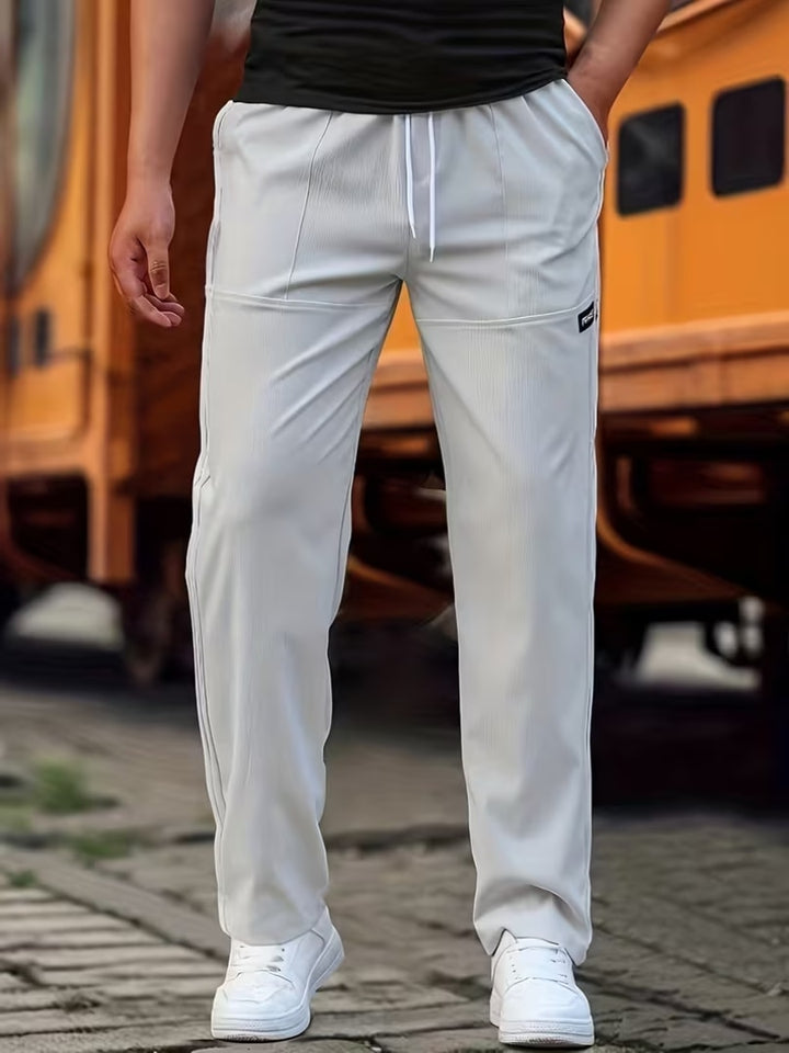 Men's Lightweight Straight Leg Pants in Light Grey
