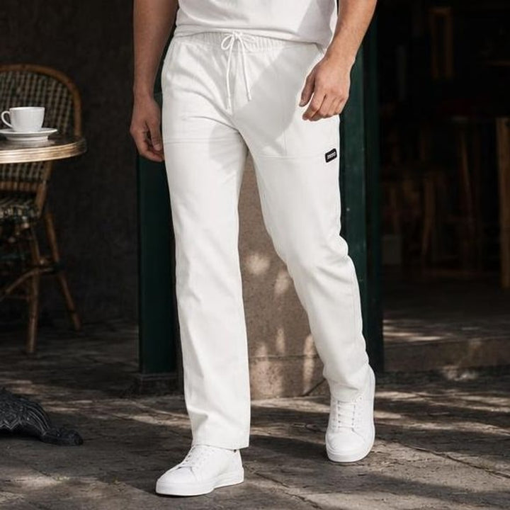 Men's Lightweight Straight Leg Pants in White, front view