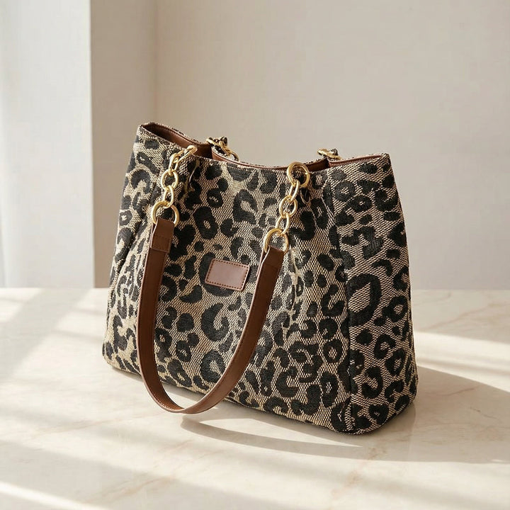 Heidi Relaxed Leopard Print Tote Bag 1