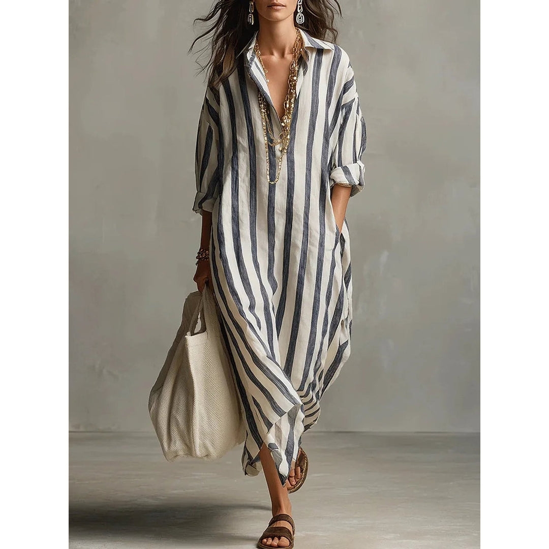 Imogen Relaxed Striped Maxi Shirt Dress 1