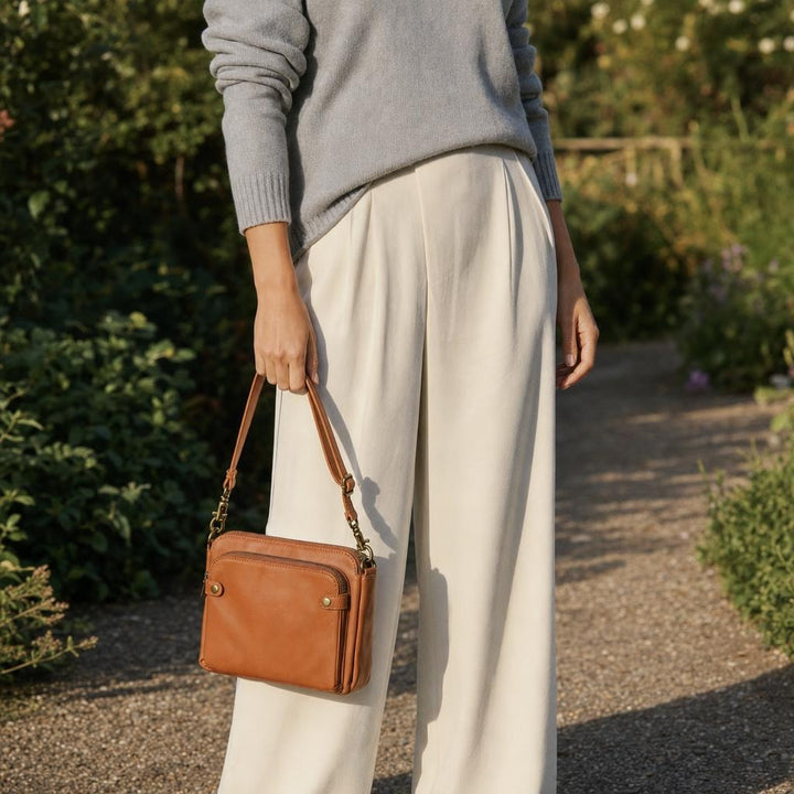 Women's Spacious Everyday Shoulder Bag in Brown, front view