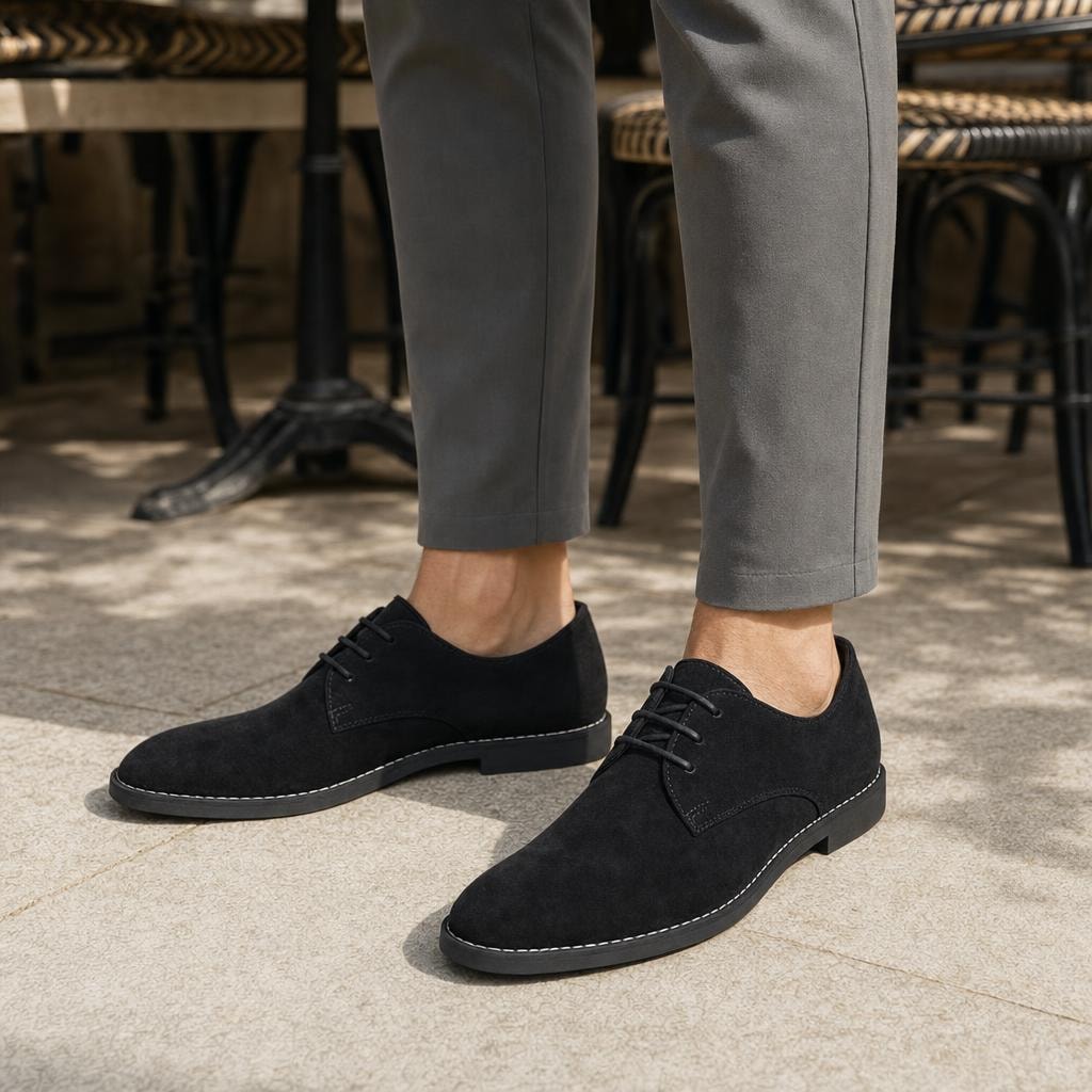Men's Lace Up Derby Shoes in Black, front view