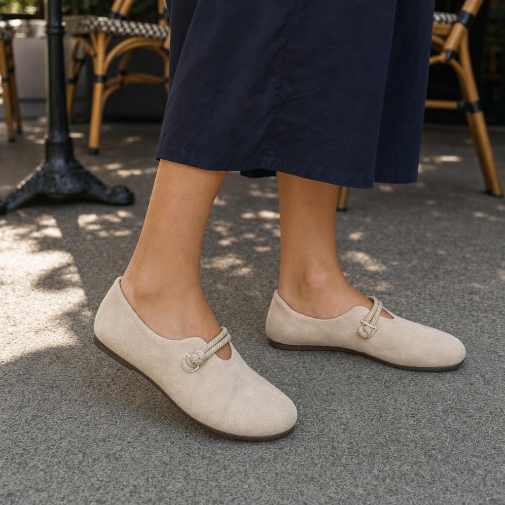 Women's Lace Loafer Shoes in Beige, front view
