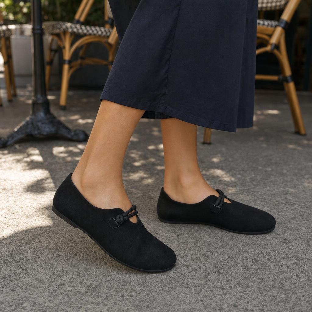 Women's Lace Loafer Shoes in Black, front view