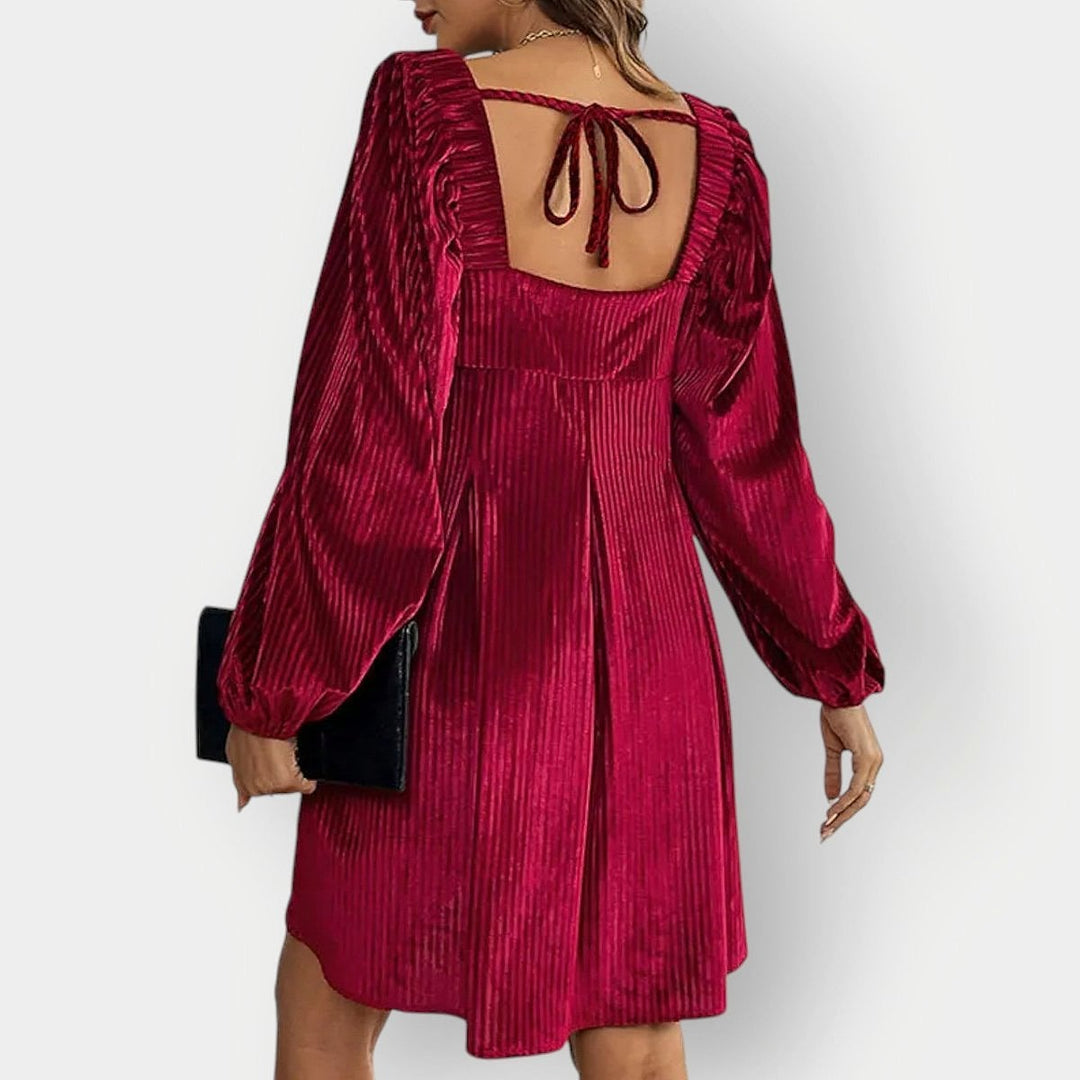 Kirra Classic Velvet Pleated Long Sleeve Dress 1
