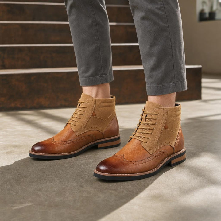 Men's Wingtip Dress Boots in Yellow, front view