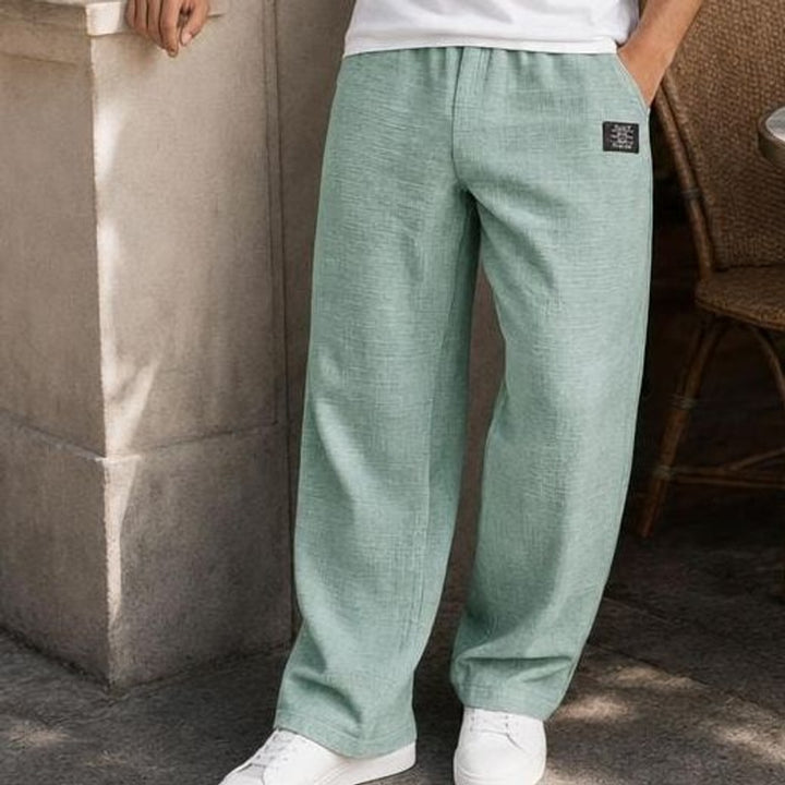 Men's Loose Fit Wide Leg Pants in Green, front view