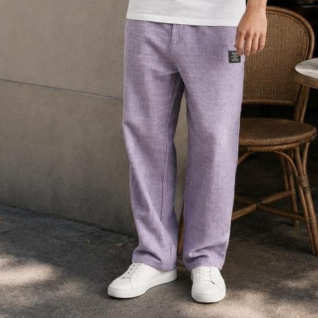 Men's Loose Fit Wide Leg Pants in Purple, front view