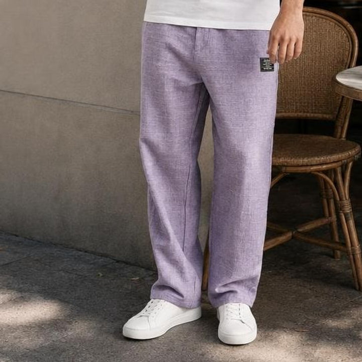 Men's Loose Fit Wide Leg Pants in Purple, front view