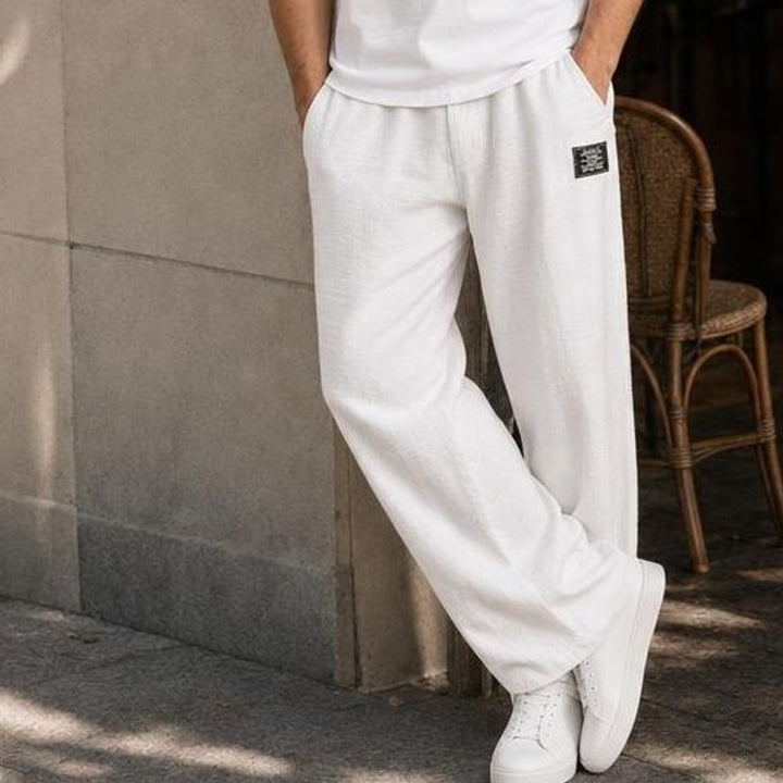 Men's Loose Fit Wide Leg Pants in White, front view