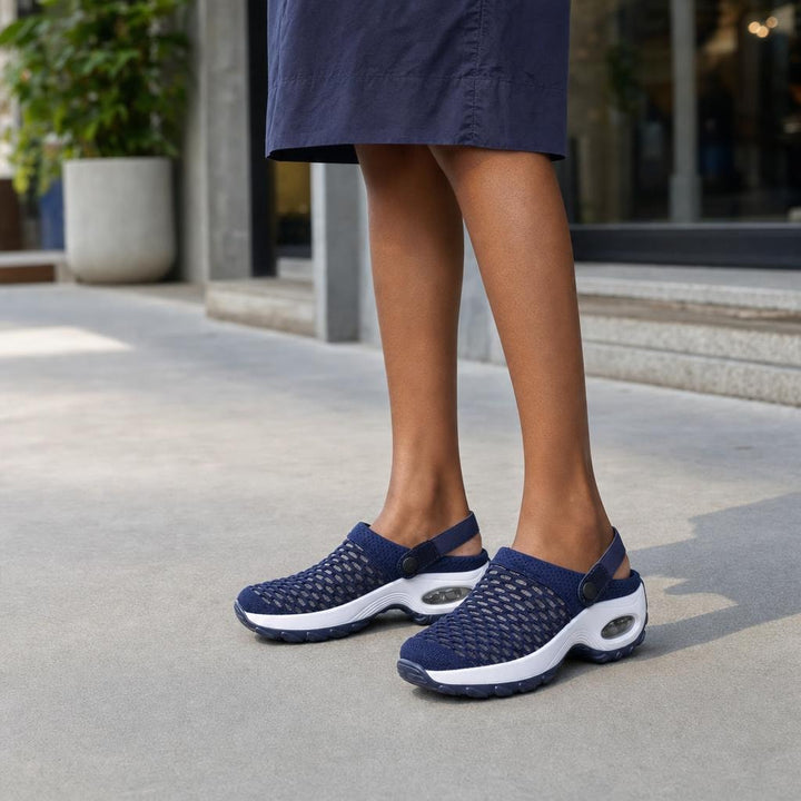Women's Breathable Mesh Shoes in Blue, front view